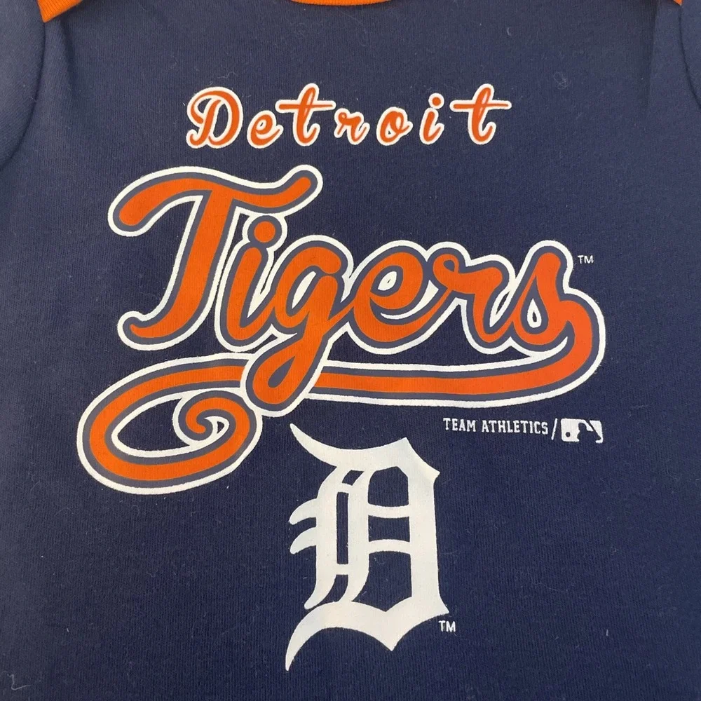 MLB Detroit Tigers Baby Girls Ruffle Sleeve Bodysuit Navy Orange‎ 6/9M